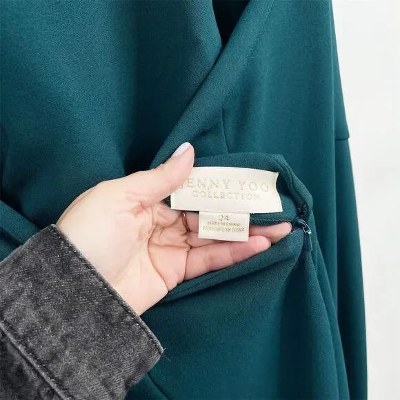 Jenny Yoo Petra Halter Neck Open Back Dress Teal Plus Size 24 Formal Caspian Sea - Picture 8 of 13